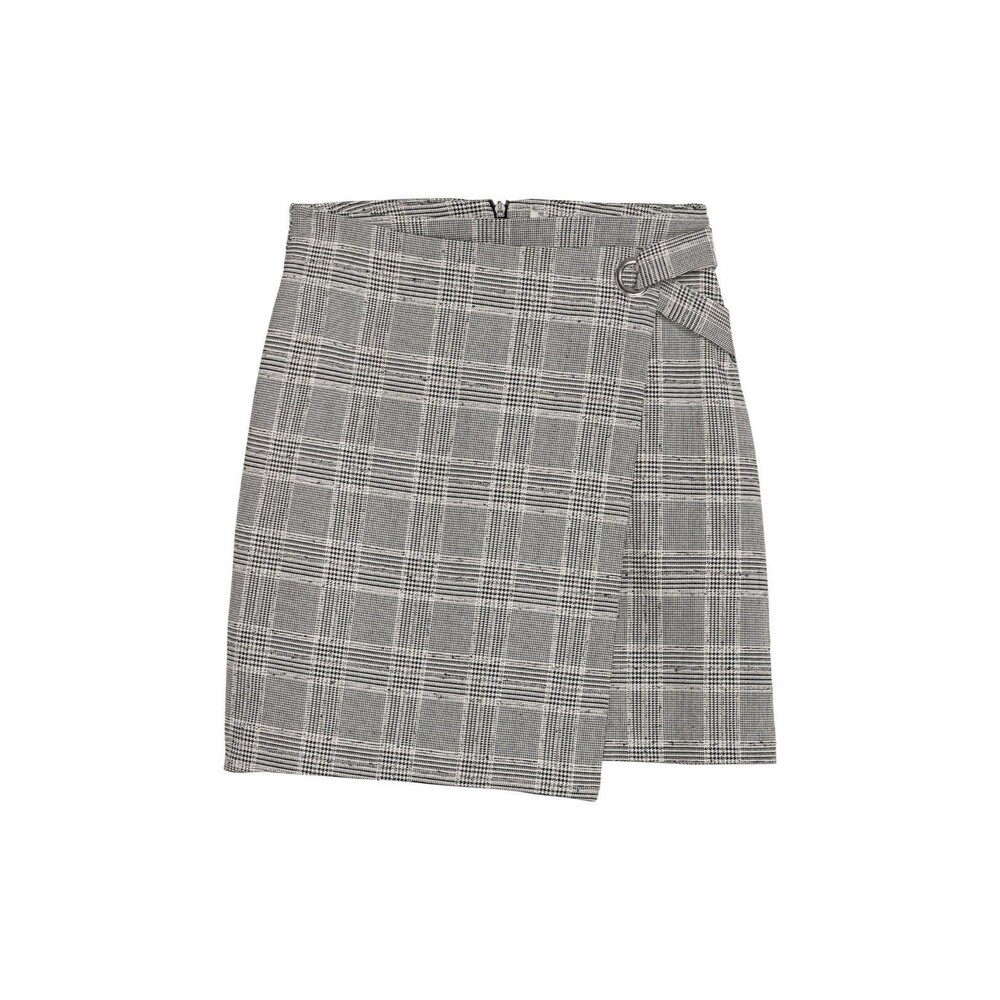 H&M Glen Plaid Mini Skirt Women's Size 8 Gray Black Wrap Style Career Preppy